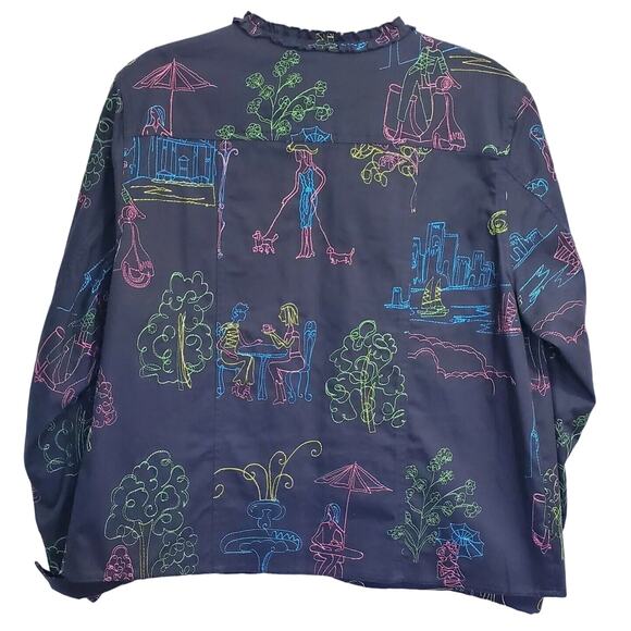 Coldwater Creek Womens Large Black Denim Jean Jacket Embroidered Lightweight VGC - Picture 6 of 14